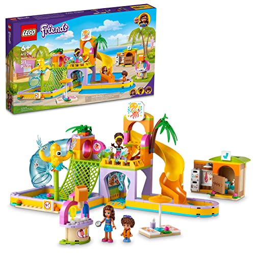 LEGO Friends Water Park Toy Building Set 41720 Pretend Play Kit with Swimming Pool Slides, Water Canons, and Two Mini-Dolls, Heartlake City Toy