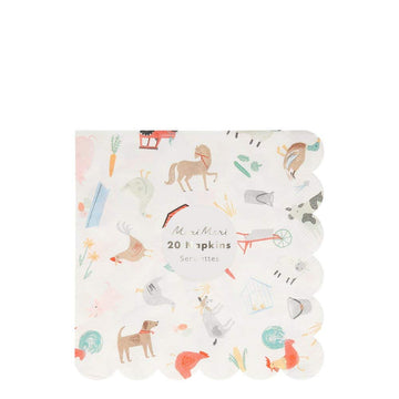 Meri Meri On The Farm Large Napkins (Pack of 20), Thick & Absorbent 3-Ply Paper Napkins, Disposable