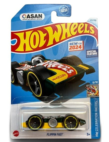 Hot Wheels Flippin Fast Green/Yellow 2024 HW Celebration Racers 6/10