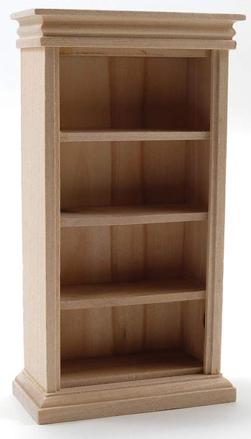 Classics by Handley Dollhouse Miniature Unfinished 4-Shelf Bookshelf