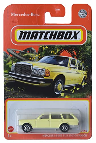 Matchbox Mercedes Benz S123 Station Wagon, 1:64 Scale, Die-cast Metal, Yellow, Car, Children