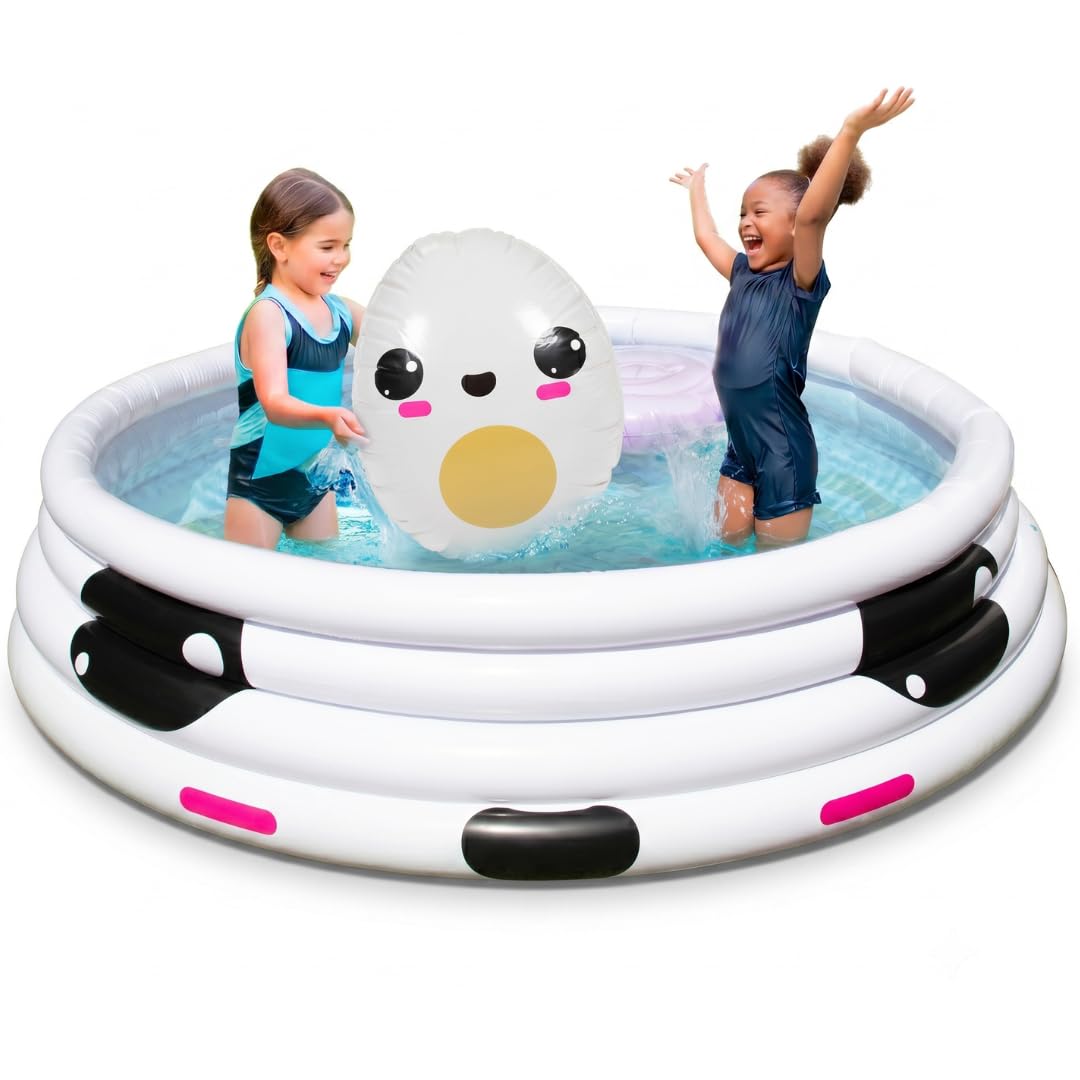 Large 5.5FT Inflatable Kawaii Kiddie Pool- Giant Backyard Swimming Pool