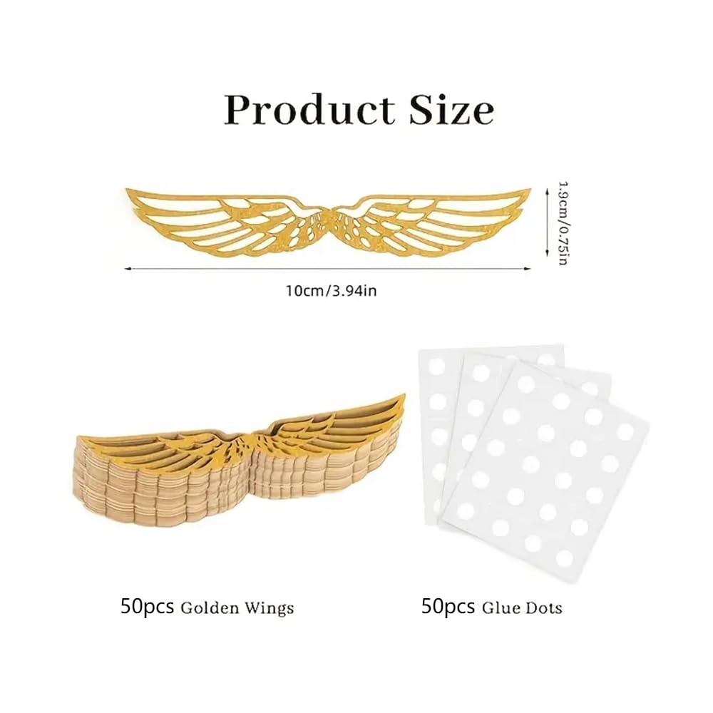Qhinaster 103 Pcs Wizard Party Chocolate Decoration include 50Pcs Wings Wafer Cupcake Toppers 3 PCS Gold Goal Posts and 50Pcs Glue Point for Them