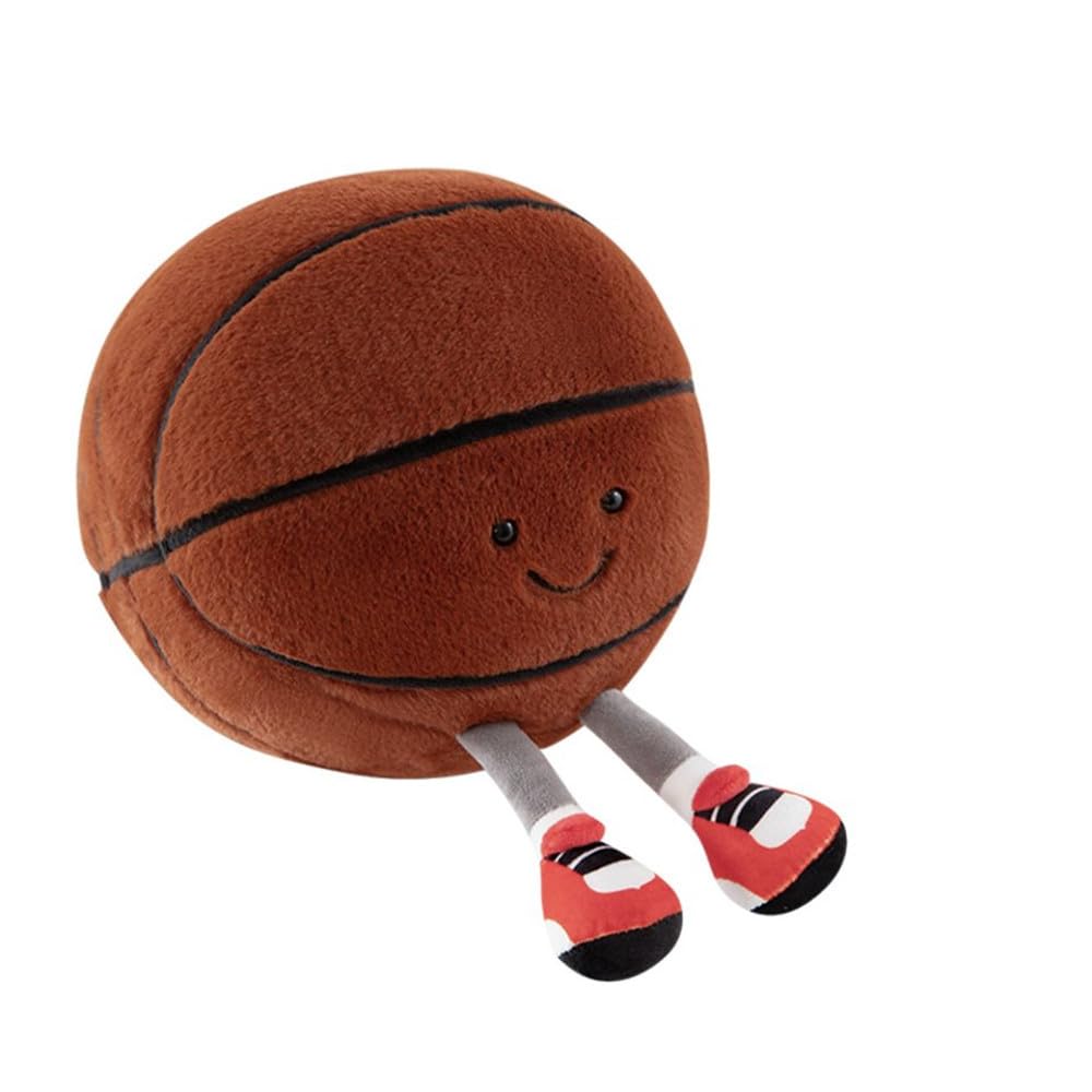 Basketball PlushToys,9.8" Soft Stuffed Sports Balls Toys Cute Fun Plush Ball Creative with feet Soccer Doll,Plush Stuffed Spherical Soft Toys Small