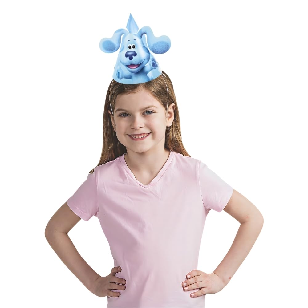 Blue's Clues Party Hats with Pop-Out Ears - Pack of 8 - Fun & Unique Design - Perfect for Kids Birthday Celebrations & Themed Events