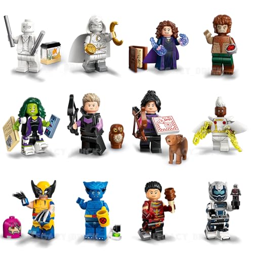 LEGO Marvel Series 2 Minifigure: Complete Set of 12 Minifigures: Beast Wolverine Moon Knight Hawkeye - Includes Calendar Man Capes - Superheroes 71039