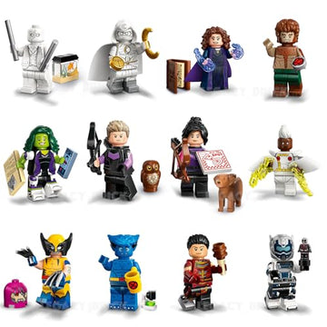 LEGO Marvel Series 2 Minifigure: Complete Set of 12 Minifigures: Beast Wolverine Moon Knight Hawkeye - Includes Calendar Man Capes - Superheroes 71039
