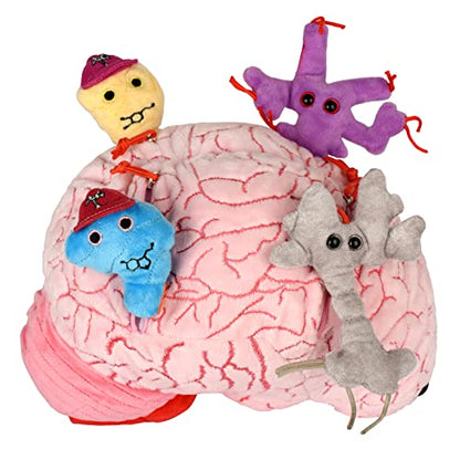 GIANT MICROBES Deluxe 9.5” Brain Plush - Includes Hidden Cells & Neurons