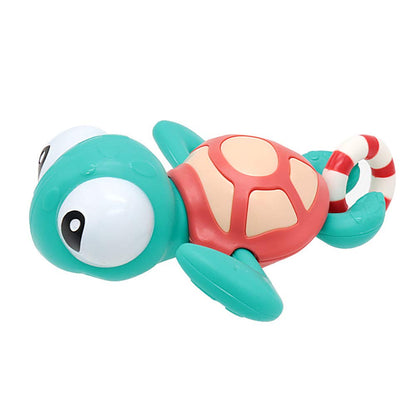 NEXTAKE Pull String Baby Bath Toy Pull & Go Turtle Cute Swimming Turtle Windup Clockwork Bathtub Toy for Toddlers