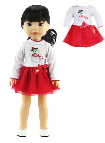 American Fashion World Christmas Snowman Dress for 14-Inch Dolls | Premium Quality & Trendy Design | Dolls Clothes for Popular Brands