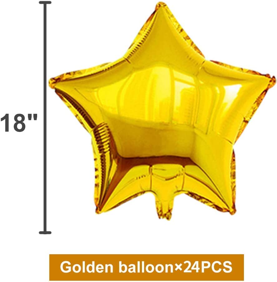 24 Pcs 18" Gold Star Balloons Foil Balloons Mylar Balloon for Baby Shower, Gender Reveal, Wedding, Magical Prom or Engagement Party Decoration