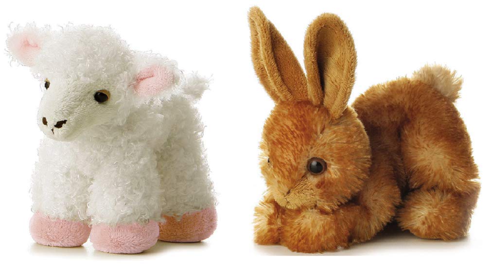 Aurora Plush 8" Mini Flopsies Bundle, Bitty Bunny & Lana Lamb, Brown