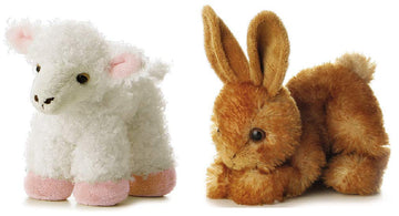 Aurora Plush 8" Mini Flopsies Bundle, Bitty Bunny & Lana Lamb, Brown