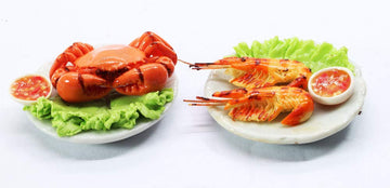 ThaiHonest 2 Dollhouse Miniatures Seafood Shrimp and Crab Handcrafted Miniature,Tiny Food