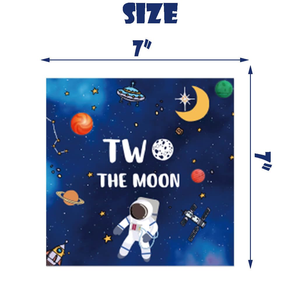 Letromp 40 Pcs Two the Moon Birthday Decorations 2 the Moon Party Paper Plates Napkins for Outer Space/Galaxy Astronaut/Space Man/Robot UFO Theme Baby