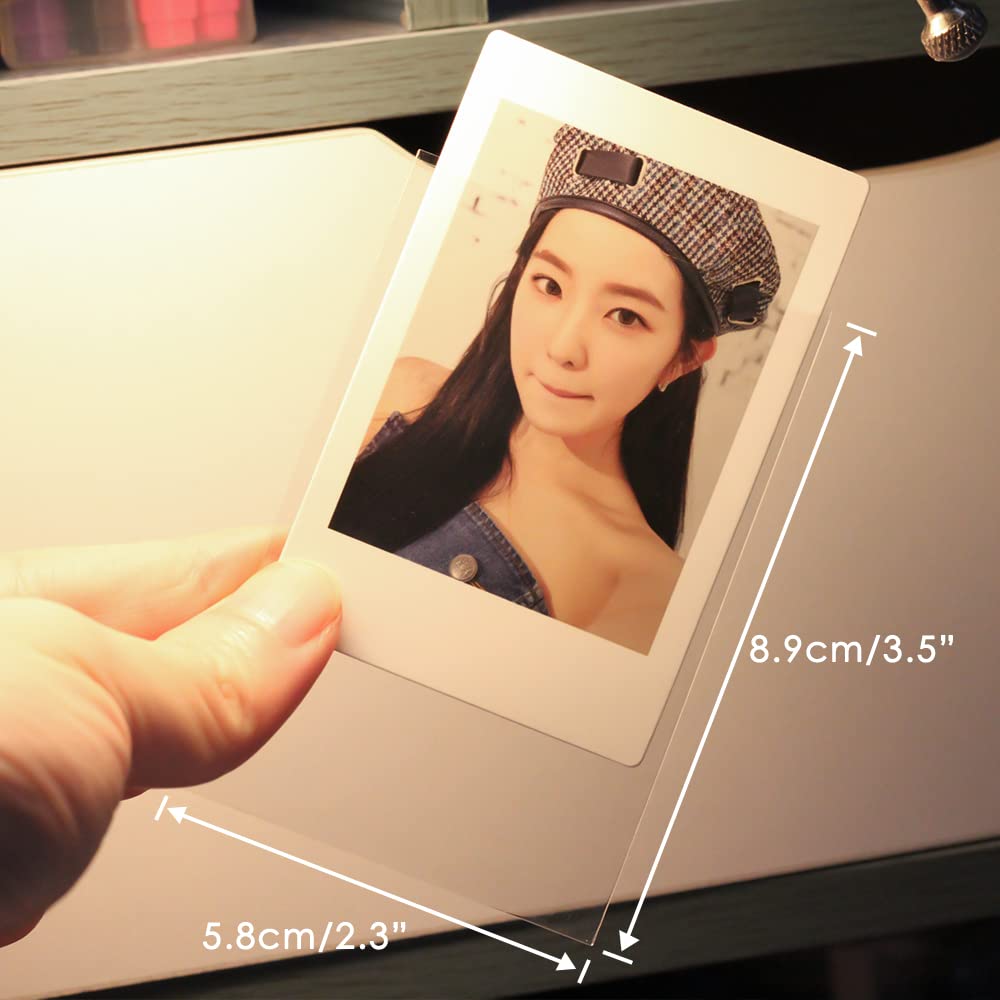 Baskiss 100 Packs Photocard Sleeves, 58 x 89 mm Thick 200 Microns Idol Card Protector Trading Shield for 3 inch Polaroid Kpop Album MD Photo