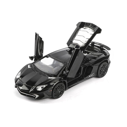 iLooboo Alloy Collectible Black Aventador Toy Car Model Pull Back Die-Cast Vehicle with Lights and Sound
