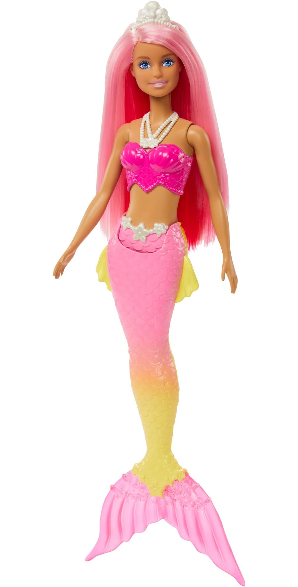 Barbie Dreamtopia Mermaid Doll with Pink Hair, Pink & Yellow Ombre Tail & Headband Accessory