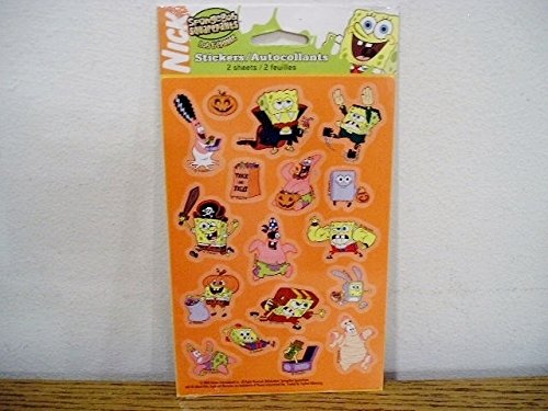 Stickety Doo Da Halloween Stickers - 34 Stickers Spongebob Squarepants Patrick Dracula Frankenstein Pirate Mummy