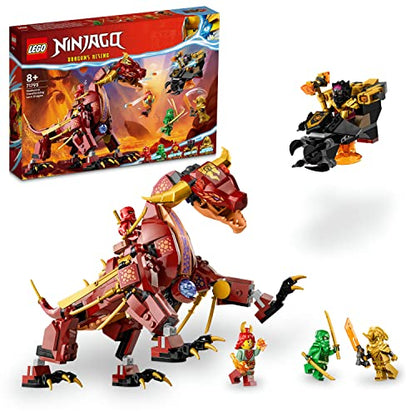 LEGO Ninjago 71793 Fire Heatwave Dragon, Toy Blocks, Present, Ninja, Carrot, Boys, 8 Years Old and Up