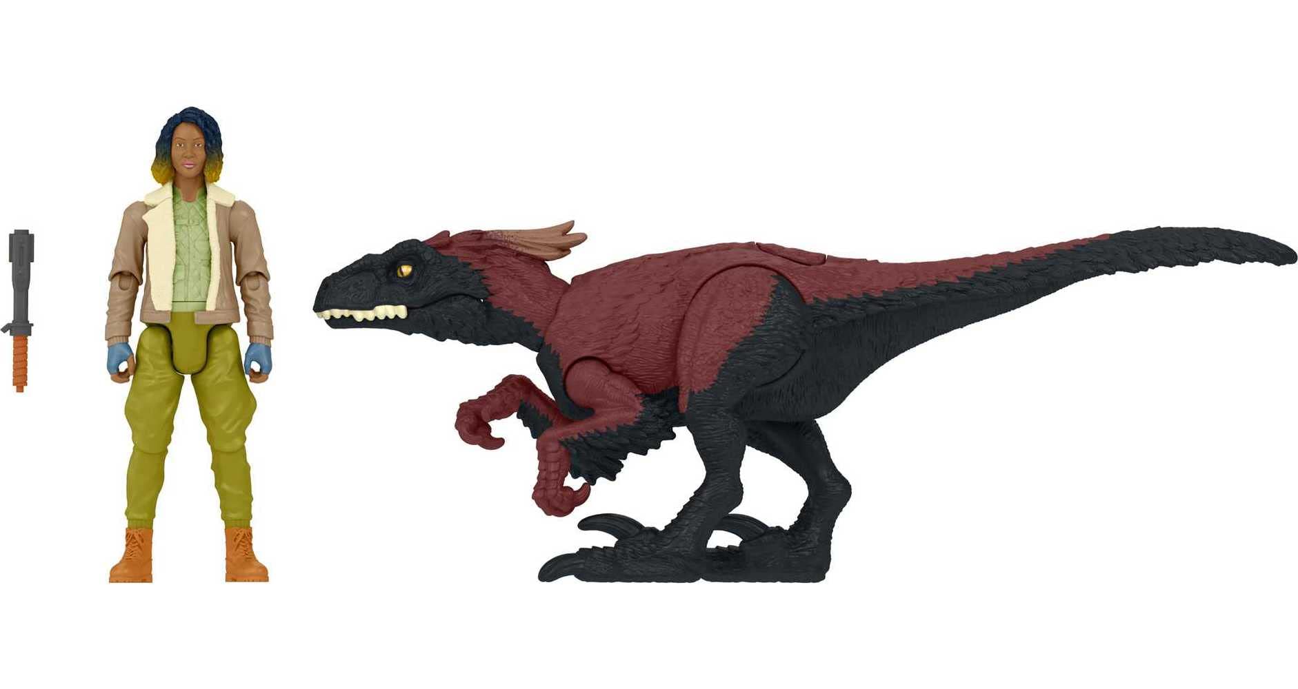 Jurassic World Dominion Kayla Watts and Pyroraptor Human and Dino Pack with 2 Action Figures and Accessory, Toy Gift Set and Collectible