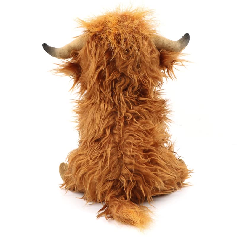 Highland Cow Stuffed Animal Plush Toy - 10” Fluffy Highland Bull Plush, Soft Cow Doll Gift for Kids, Boys, Girls, Toddlers, Birthday & Christmas