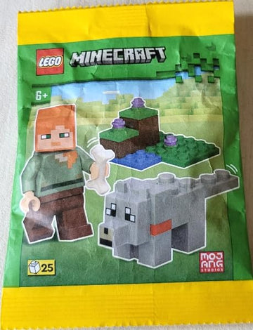 LEGO Minecraft Mini Set: Alex Minifigure with Wolf and Bone