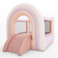 PLAYSMOL Pink Rainbow Inflatable Bounce House with Blower, 8x8 Kids Jumping House for Indoor Outdoor Play, Bouncy Castle, Ages 3-8