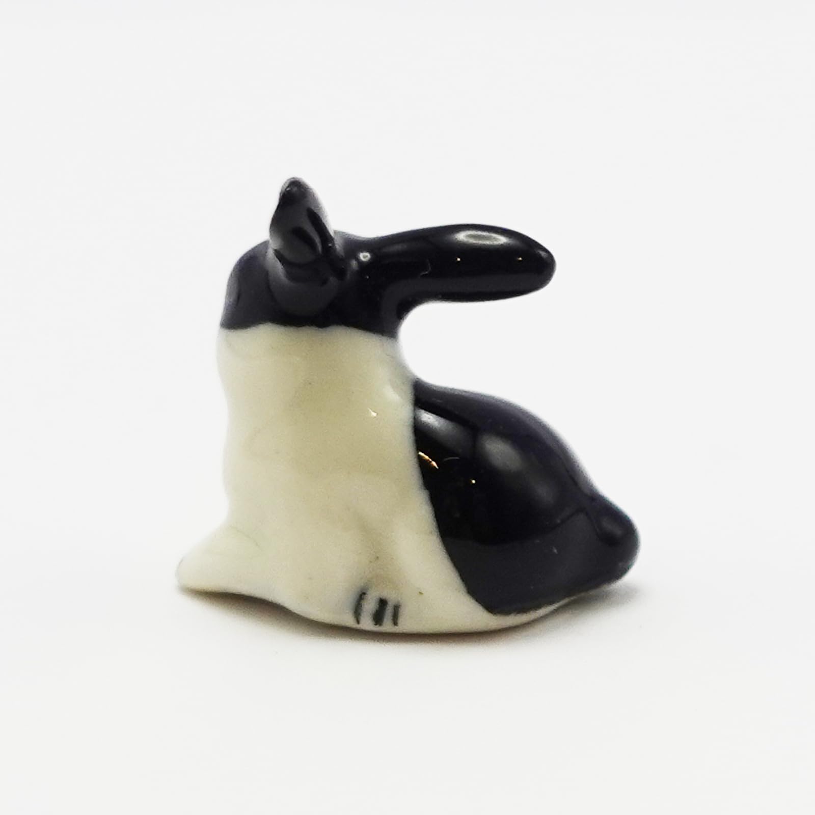 SSJSHOP Rabbit Dollhouse Miniature Figurines Hand Painted Ceramic Animals Collectible Gift Home Garden Décor (Black)