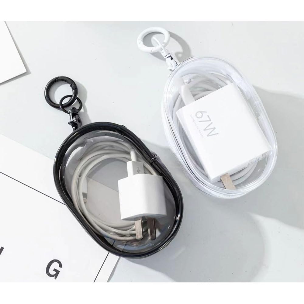 JuxLux 2 Pack Clear Figure Display Bag with Hanging Hook Display Keychain Wallet Figurine Carrying Case Protective Pouch for Collectibles Backpack