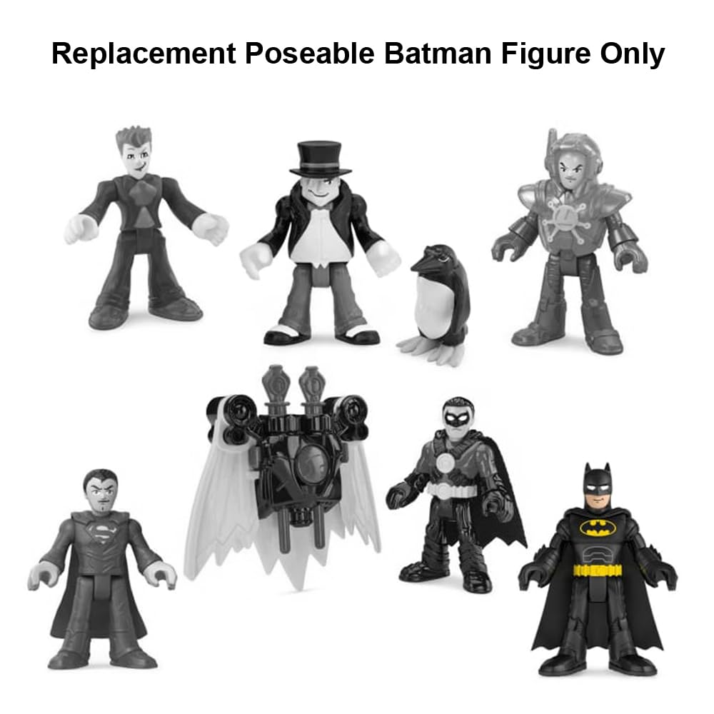 Mattel Replacement Part for Imaginext Deluxe Figure Pack Playset - GWX46 ~ Replacement Poseable Batman Figure ~ Wearing Black Suit and Cape