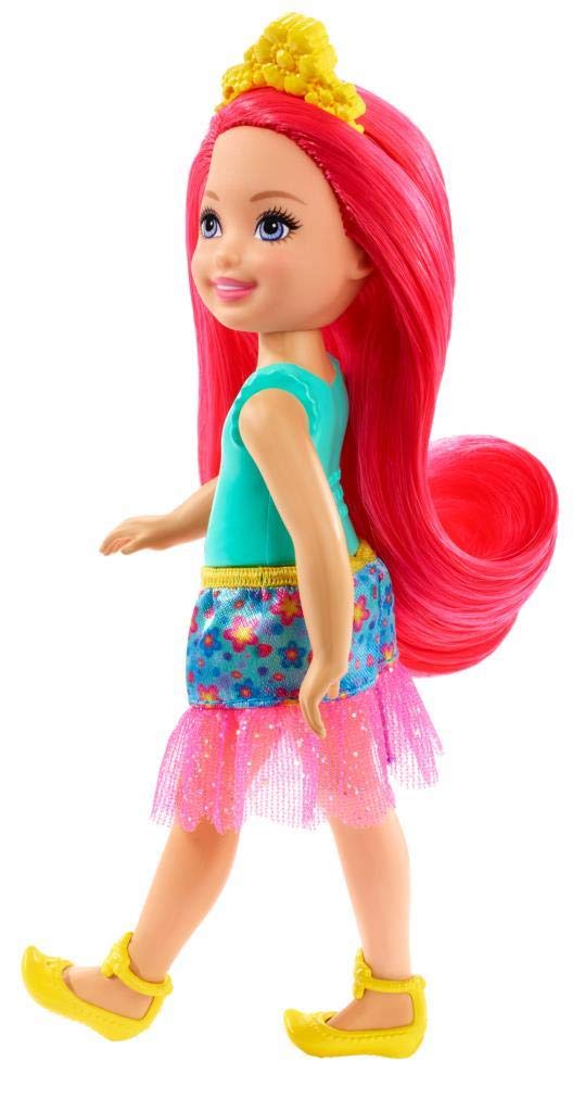 Barbie Dreamtopia Chelsea Sprite Doll, 7-inch, with Pink Hair Wearing Fashion and Accessories, Multi (GJJ97)