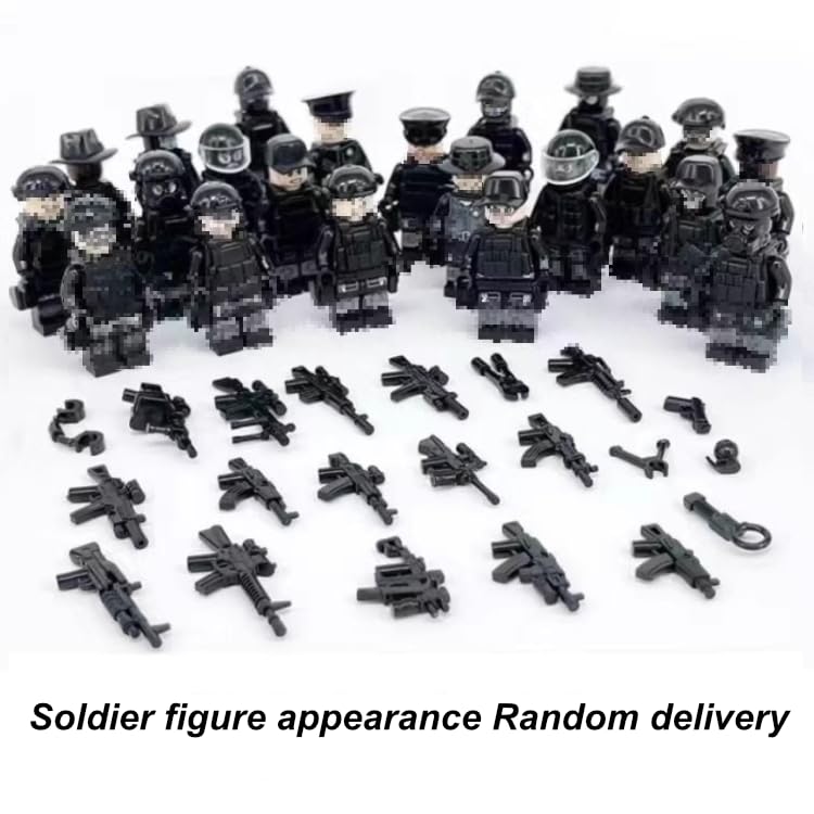 ELEFOCUS Military Base Building Blocks Set,Ww2 Army Weapons Pack,Swat Gear Team,Watchtower,Custom Miniguns,Witch 10 Soldier Figures