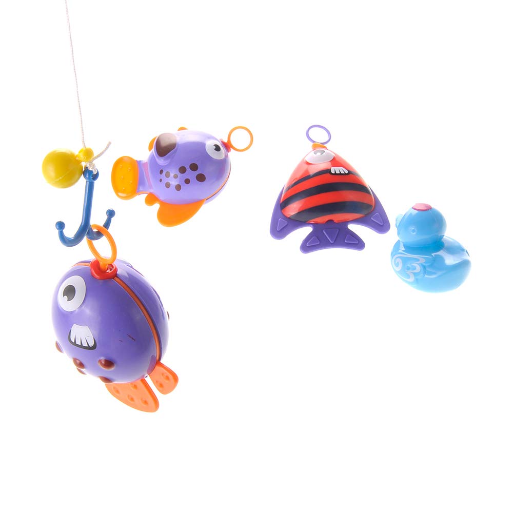 Realistic Hook and Reel Fishing Toy for Bathtub | Baby Bath Toy Set | Pool Playset With a Rod, 3 Fishes & a Ducky for Kids Ages 3+