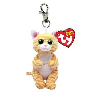 Ty Beanie Bellies Clips T43112 Soft Toy Key Holder, Mango the Kitten with Green Eyes Glitter, Plush Animals with Soft Belly 12 cm