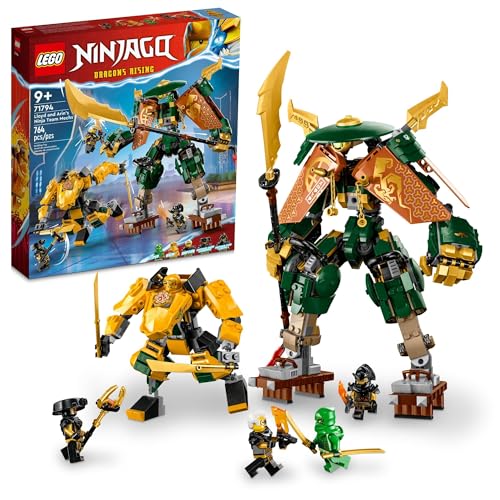 LEGO NINJAGO Lloyd and Arin’s Ninja Team Mechs 71794 Building Toy Set, Featuring 2 Mechs and 5 Minifigures, Idea for Teen Boys, Girls and Kids Ages 9
