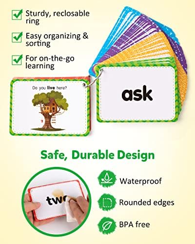 Coogam Sight Words Educational Flashcards - 220 Dolch Sightwords Game with Pictures & Sentences,Literacy Learning Reading Cards Toy