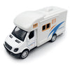 Mini Toy Camper Van RV Motorhome Toys for Boys Pull Back Diecast Model Car Recreational Vehicle Adventure with Furniture Roof and Side Door Open
