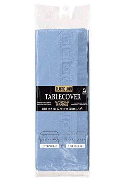 Amscan Disposable 3-Ply Paper Table Cover, 53 x 108", Pastel Blue
