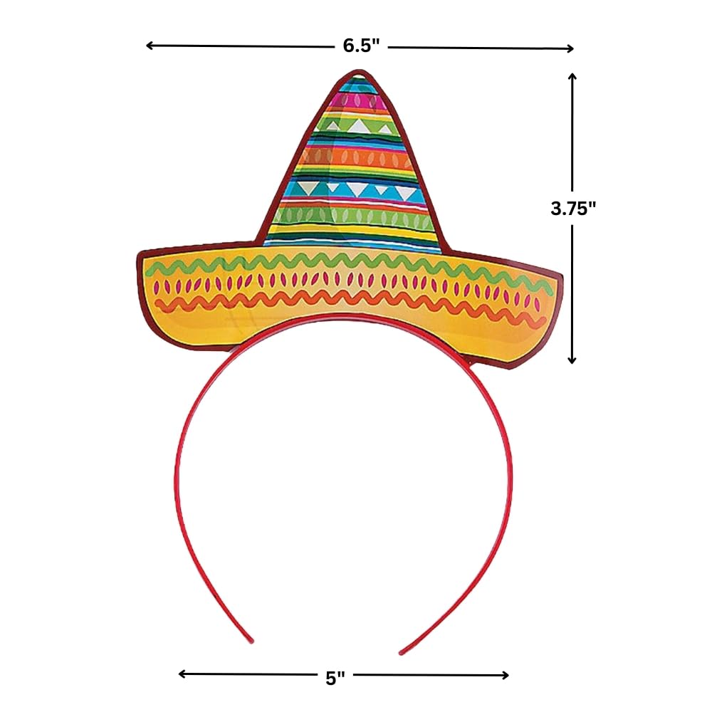 Fun Express Cardboard Sombrero Headbands for Cinco de Mayo (1 Dozen) Apparel Accessories, Hats, Head Boppers, Headbands