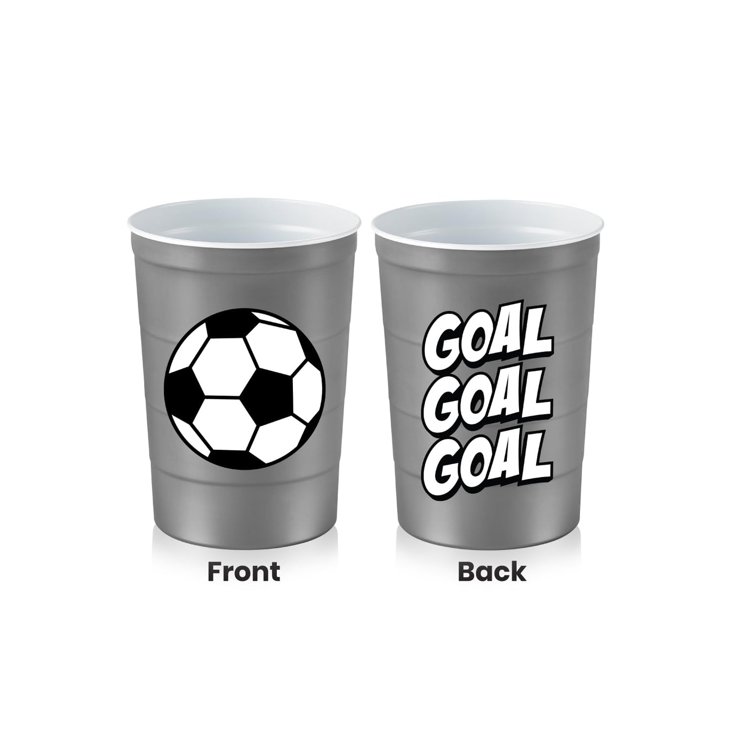 Steel Chill Cups 16 oz. Reusable Party Cups, Soccer, Green, 12 Count