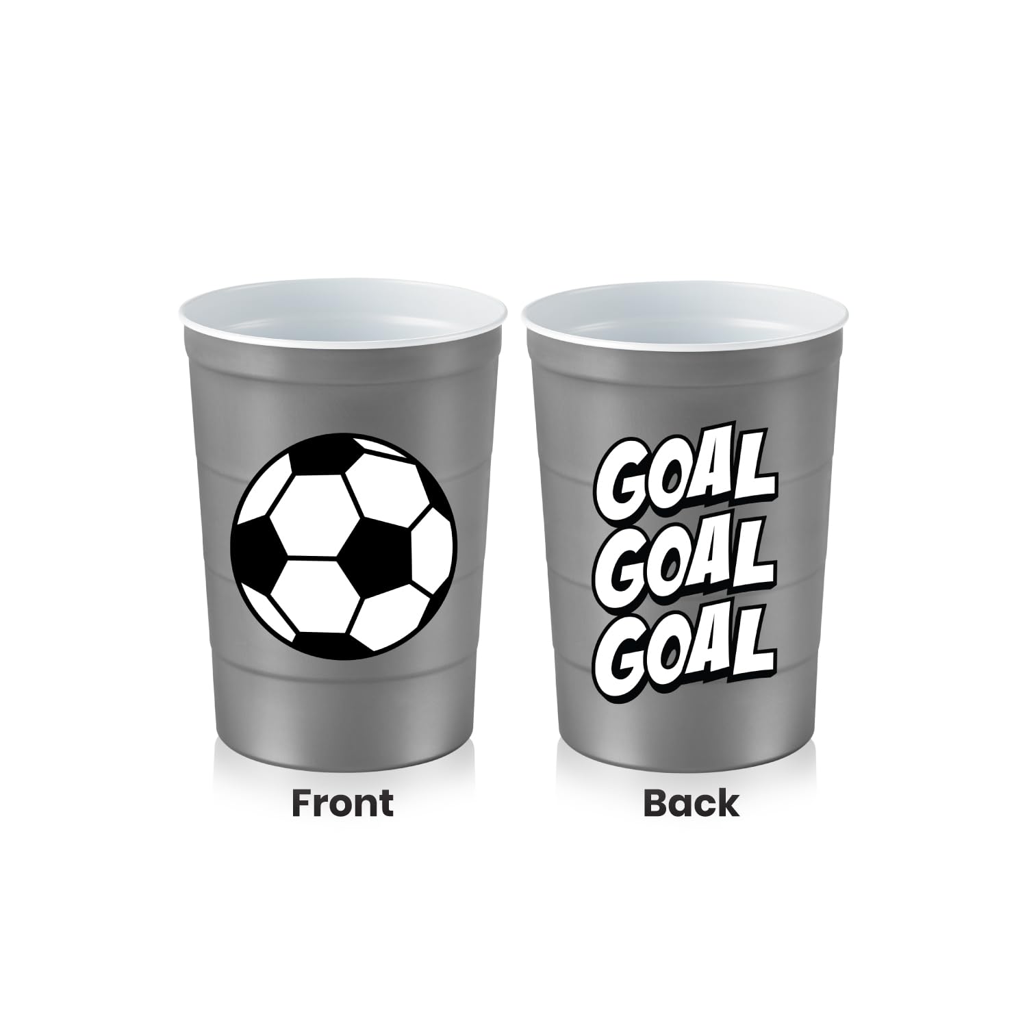 Steel Chill Cups 16 oz. Reusable Party Cups, Soccer, Green, 12 Count