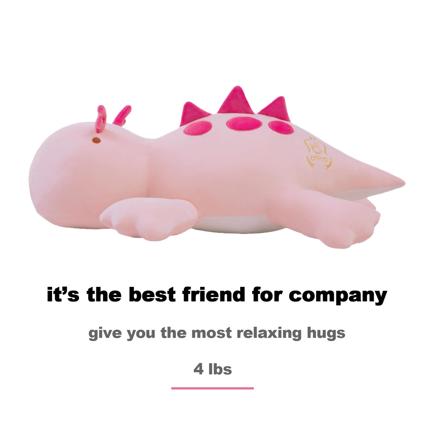 Crillop 4LB Cute Weighted Stuffed Animals Plush - 24 inch Soft Weighted Dinosaur Plush Toy Pillow for Adults and Children (Pink Dinosaur)