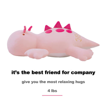 Crillop 4LB Cute Weighted Stuffed Animals Plush - 24 inch Soft Weighted Dinosaur Plush Toy Pillow for Adults and Children (Pink Dinosaur)