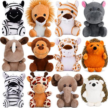 cideny 12 Pcs Small Stuffed Animals Bulk - 5 Inch Mini Plush Toys for Kids, Plush Keychain, Carnival Prizes, Claw Machine Prizes, Classroom Treasure