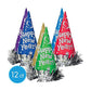Multicolored Metallic Glitter Foil Cone Hats, 12 Ct. | Party Accessory