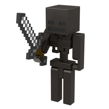 Mattel Minecraft Craft-A-Block Wither Skeleton Figure, Authentic Pixelated Video-Game Character, Action Toy to Create, Explore and Survive