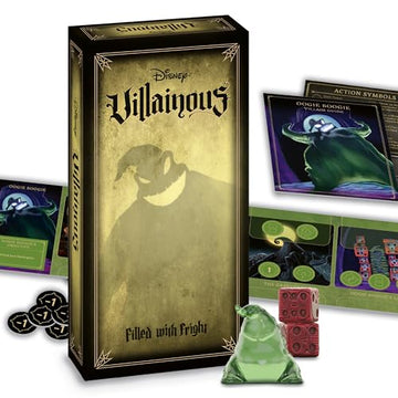 Ravensburger Disney Villainous Filled with Fright - Strategy Board Game - Join Oogie Boogie, Lock, Jack Skellington, and More - Award-Winning Line
