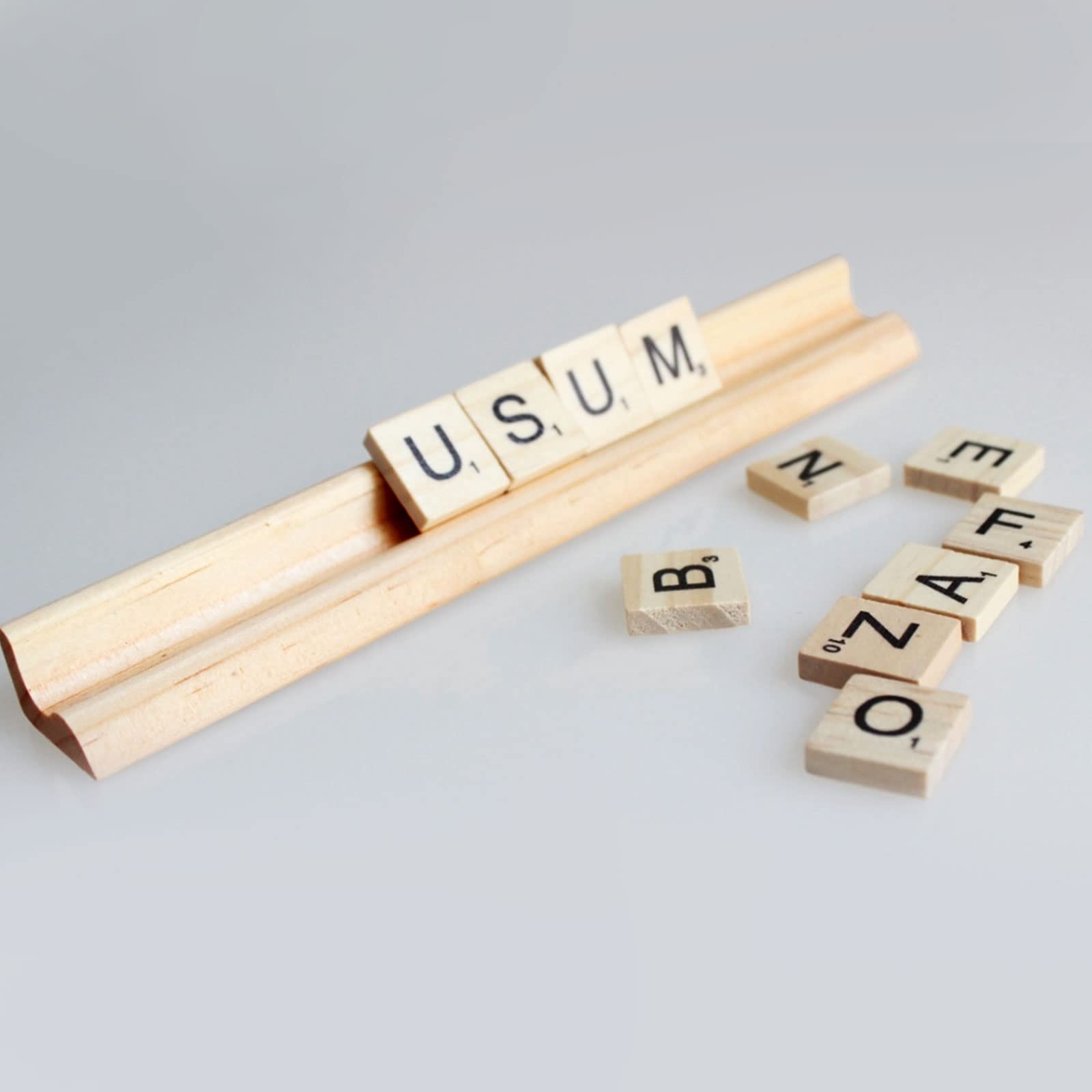 LOLYSIC 20 Pack Scrabble Tiles Holders, Wooden Racks for Letter and Dominoes Tiles, Game Stands and Holder Tray for Crafts