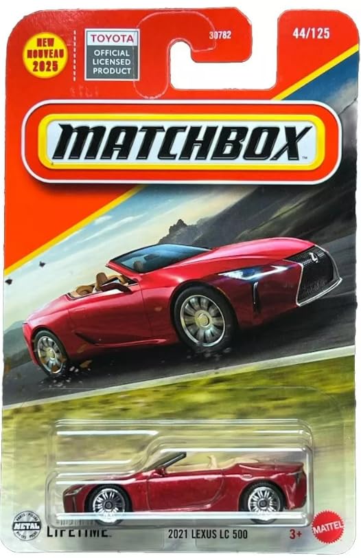 Matchbox Lexus LC 500 Diecast Car, 2021 Model, 1:64 Scale, Red, 44/125